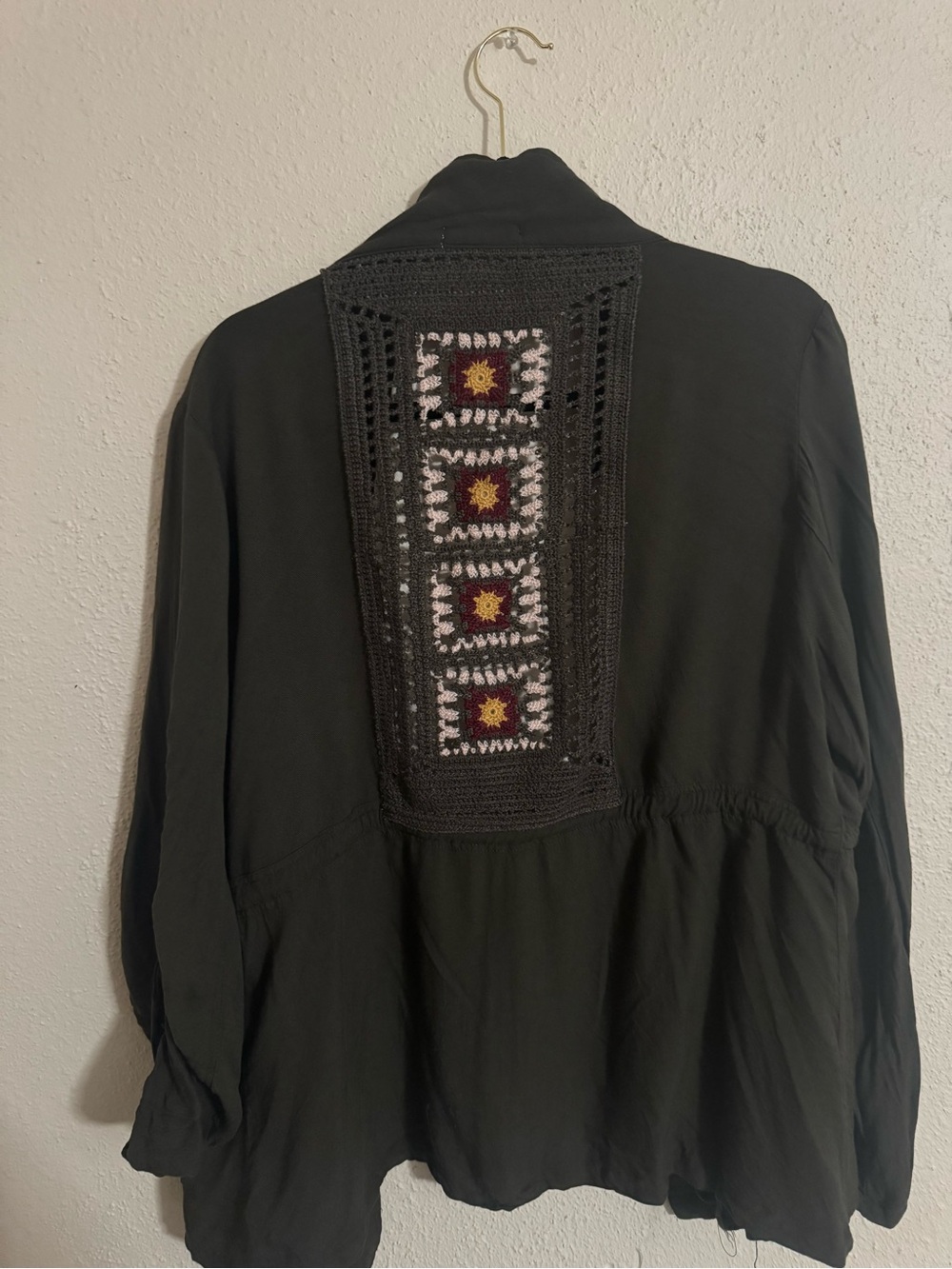 Dark green Crochet-Back Lightweight Women’s Top - Picture 3 of 8